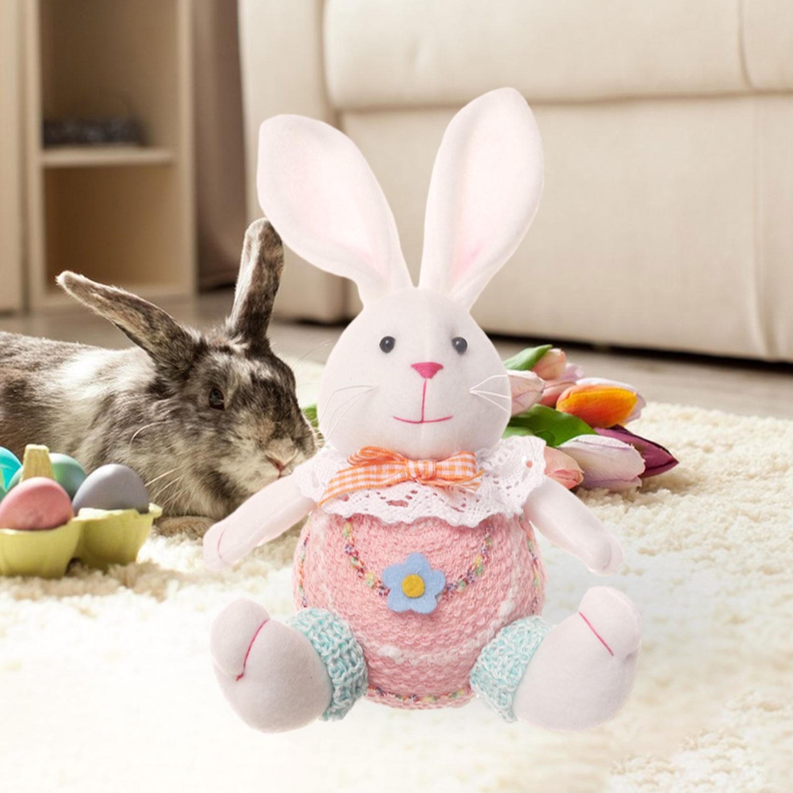 Rabbit Hanging Pendant Figurine Desk Couple Soft Table Easter Bunny Ornament Pink