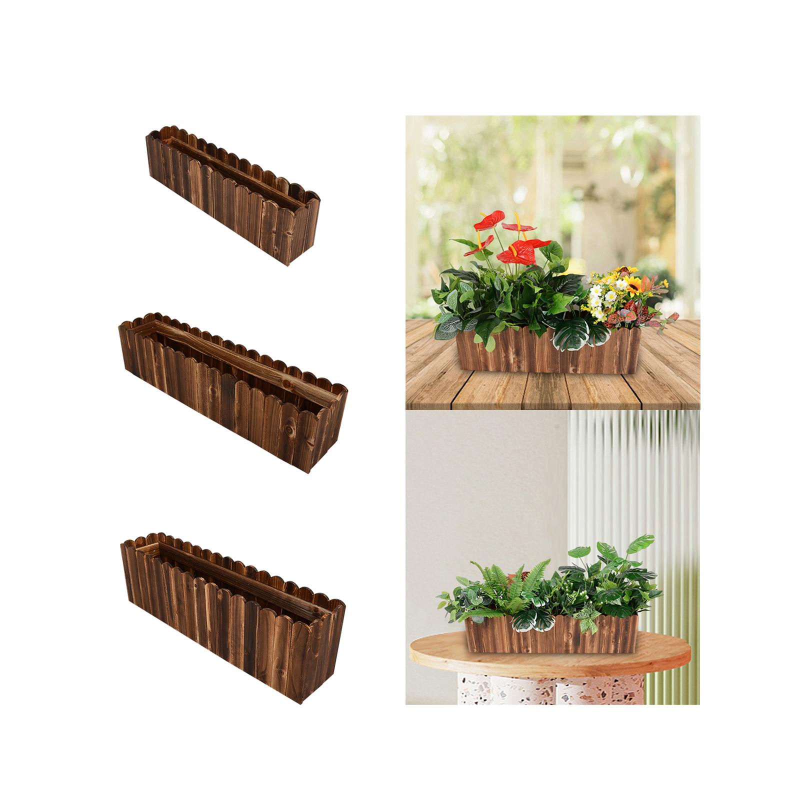 Wooden Flower Pot Rectangular Balcony Accessories Planter for Desktop Window