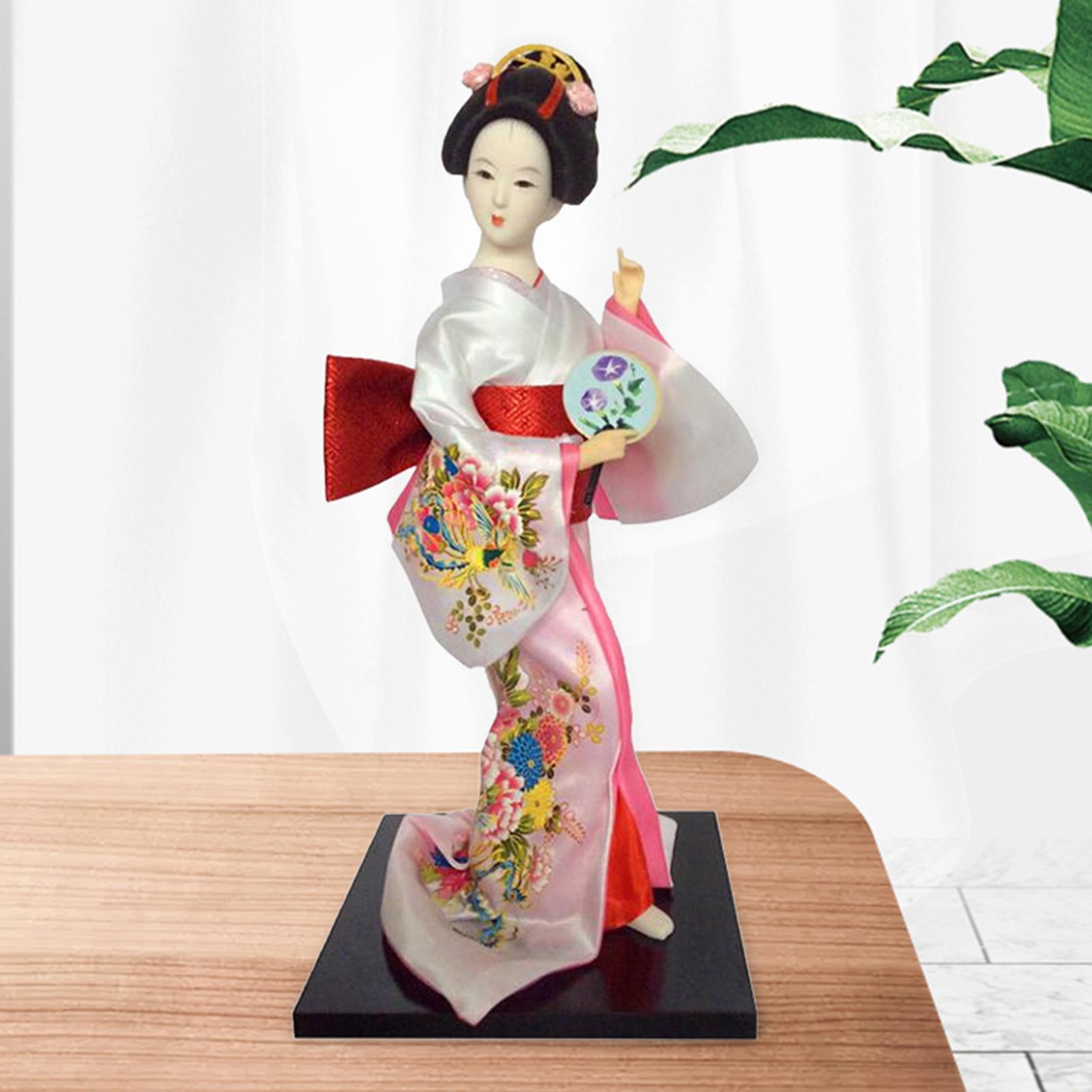 12in Japanese Geisha Handicraft Kimono Dolls Shelf Decor