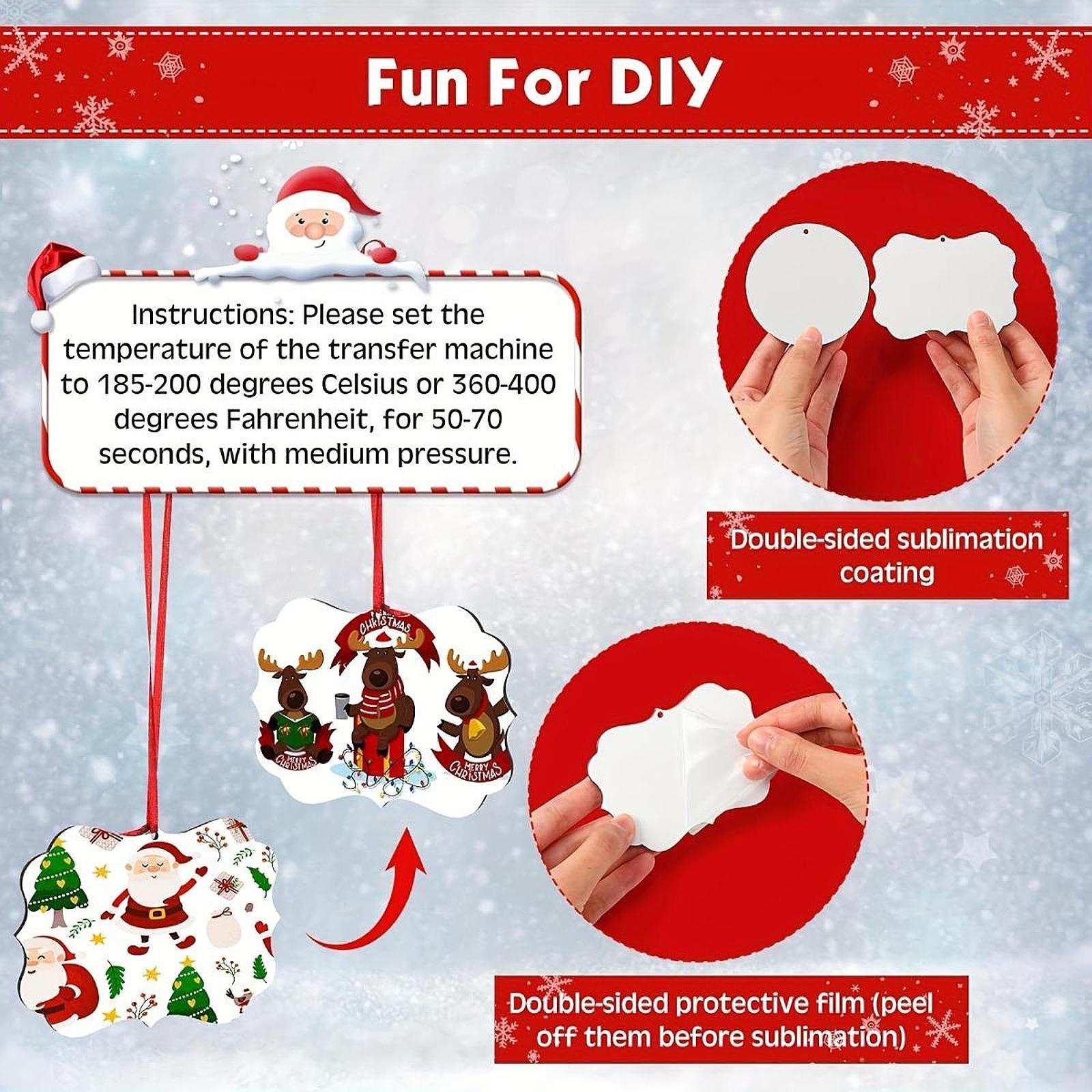 24Pcs Sublimation Christmas Ornaments Blank Wood DIY Unfinished Wood Slices