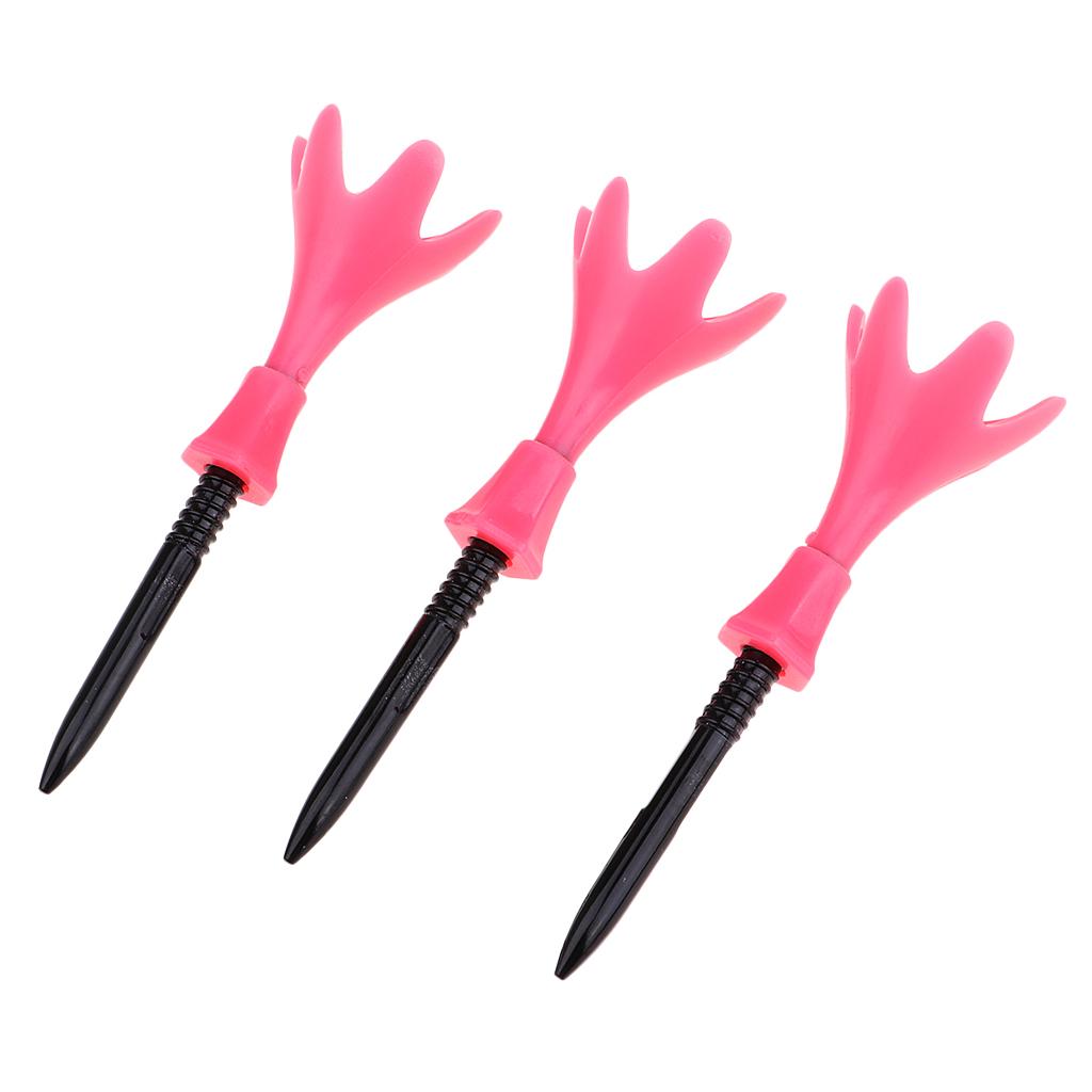 3Pcs Adjustable Golf Tees Plastic Rotatable Golf Tees Golf Tee Set Pink