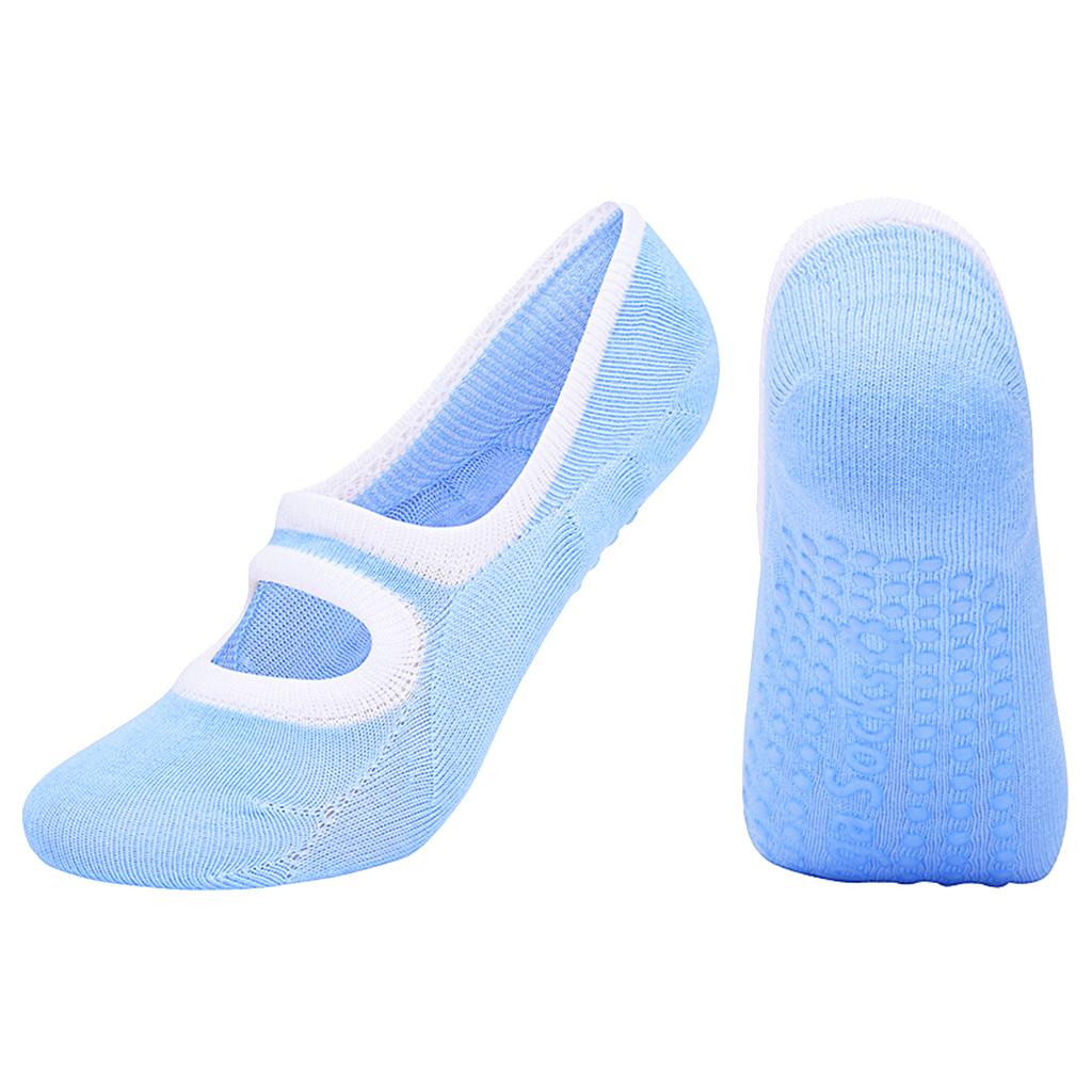 Yoga Socks Women Non Skid Grips Pilates Fitness Ballet Exercise Socks Blue