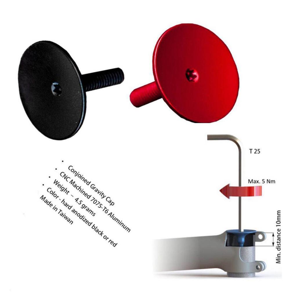 Alloy Bike Stem Headset Top Cap Threadless Cover Integrated Bolt  Black