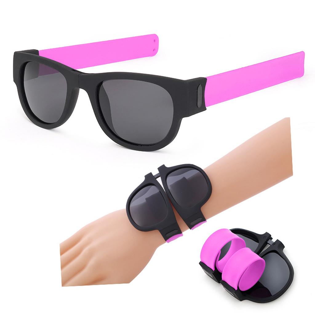 Slap Wristband Wrist Folding Sunglasses Trendy Foldable Sun Glasses  Purple