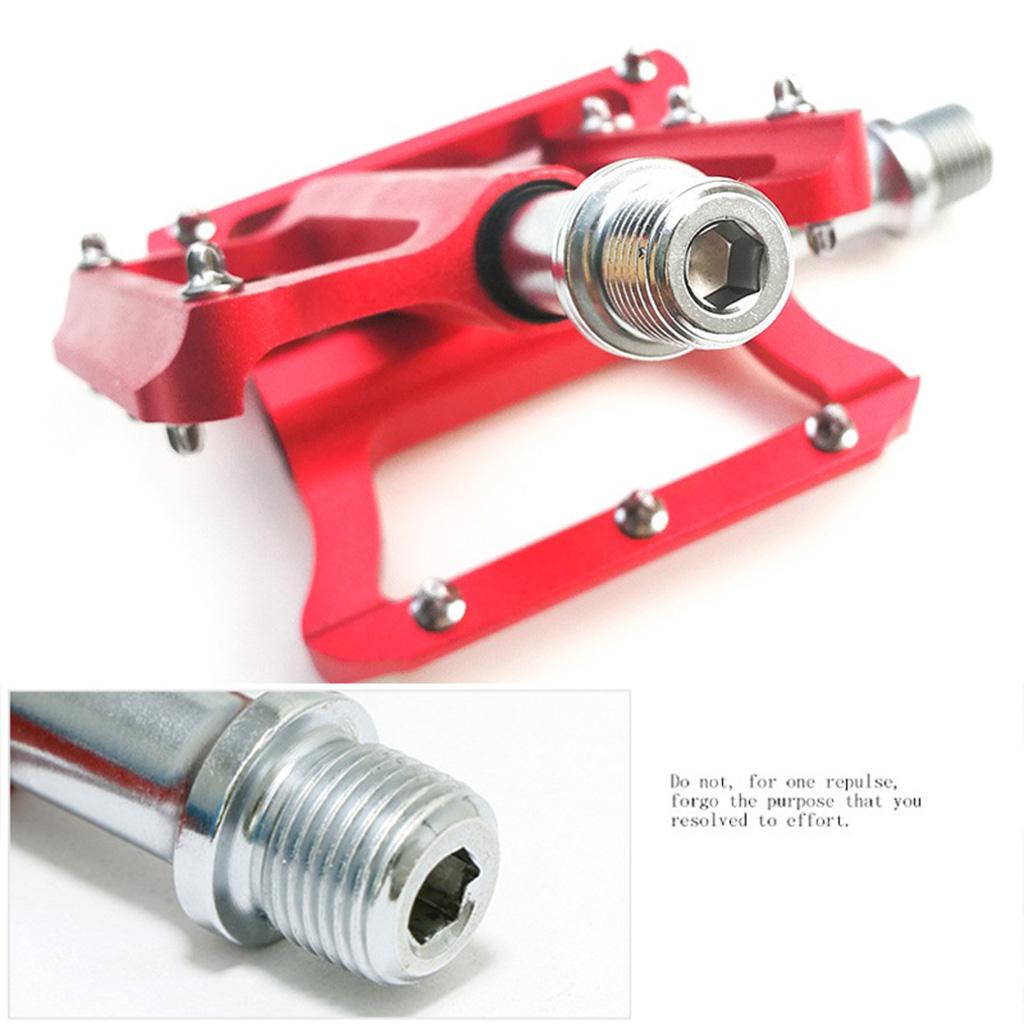 Bike Pedals High Strength Mountain Bicycle Pedal Sets with Sealed Bearings Red