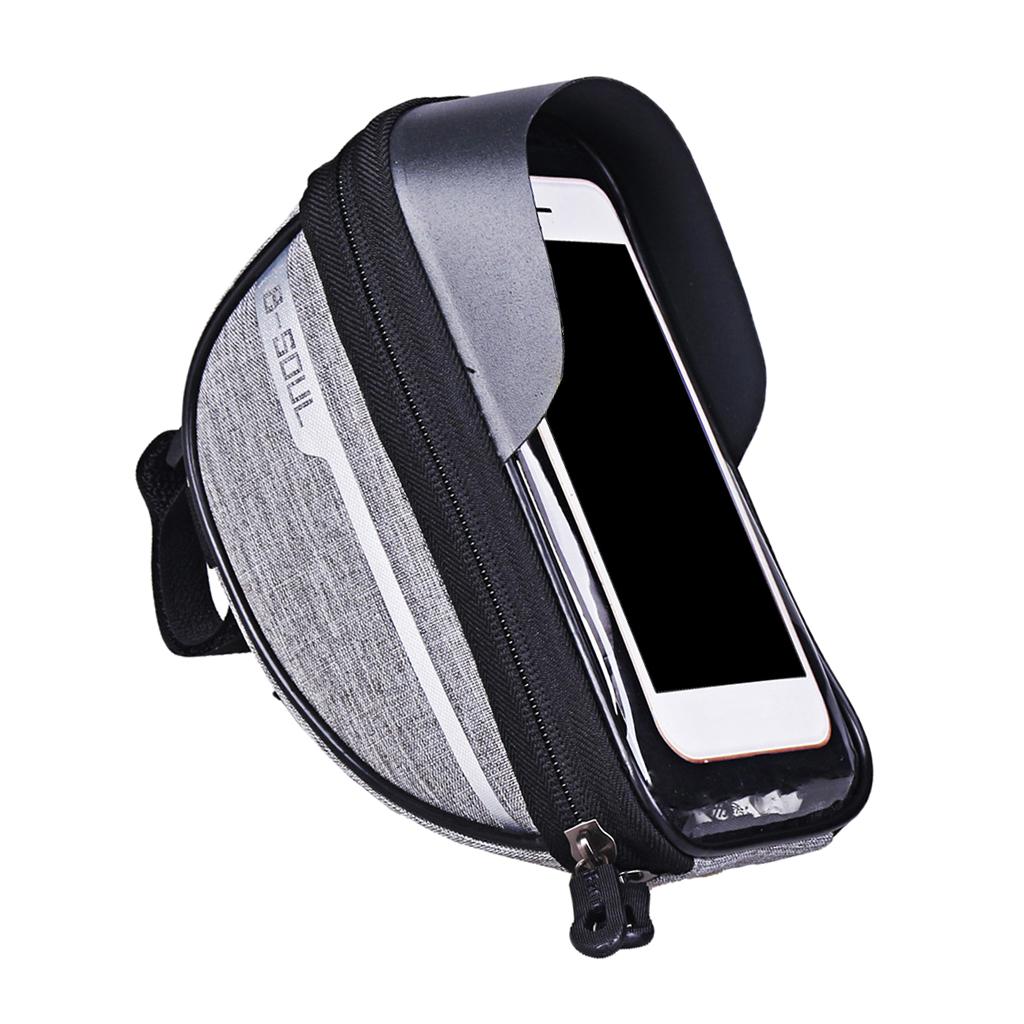 Bicycle Front Frame Bag Cycling Bike Waterproof Phone Holder Case Pack Black