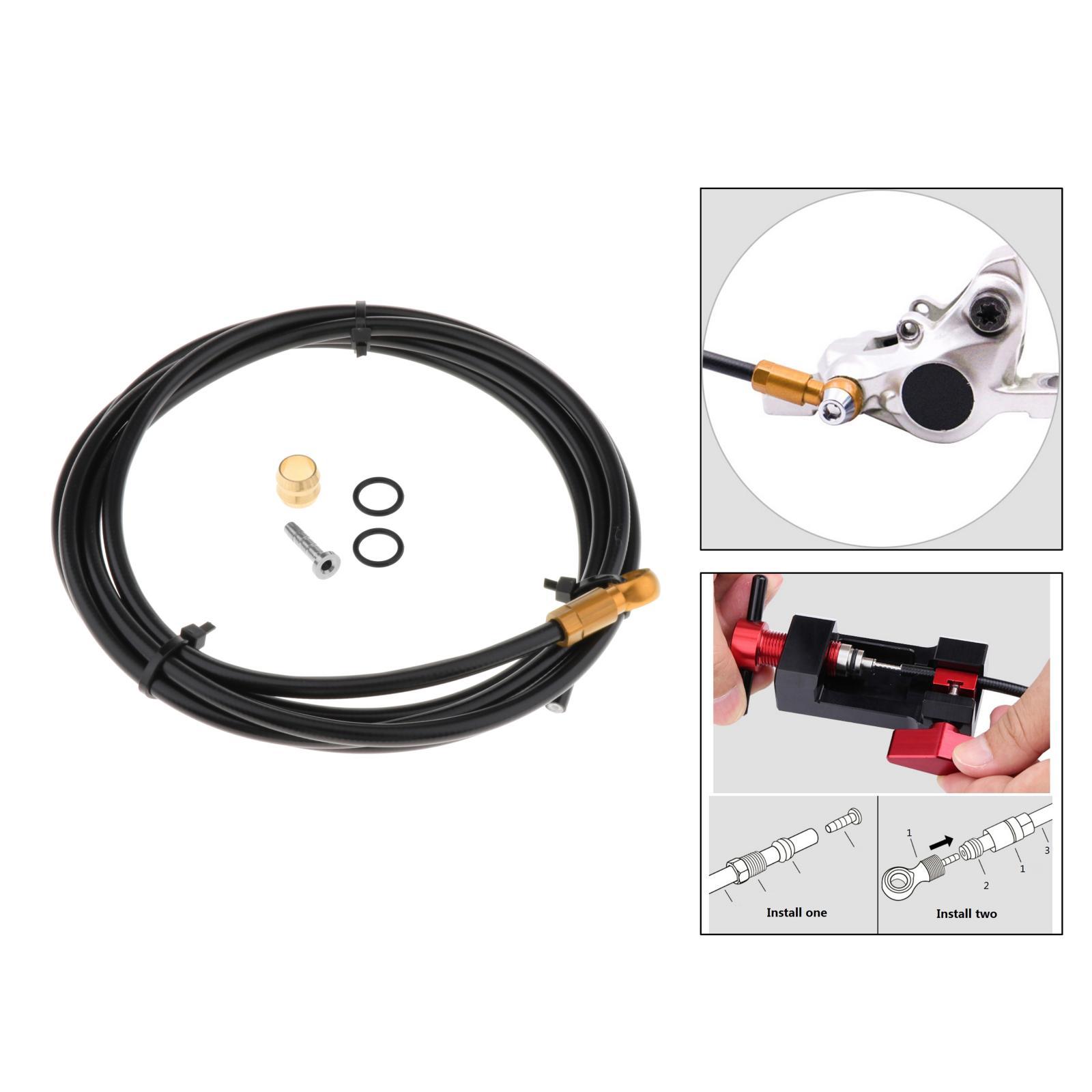 Bicycle Hydraulic Disc Brake Hose Kit with Olive Insert Connector Golden