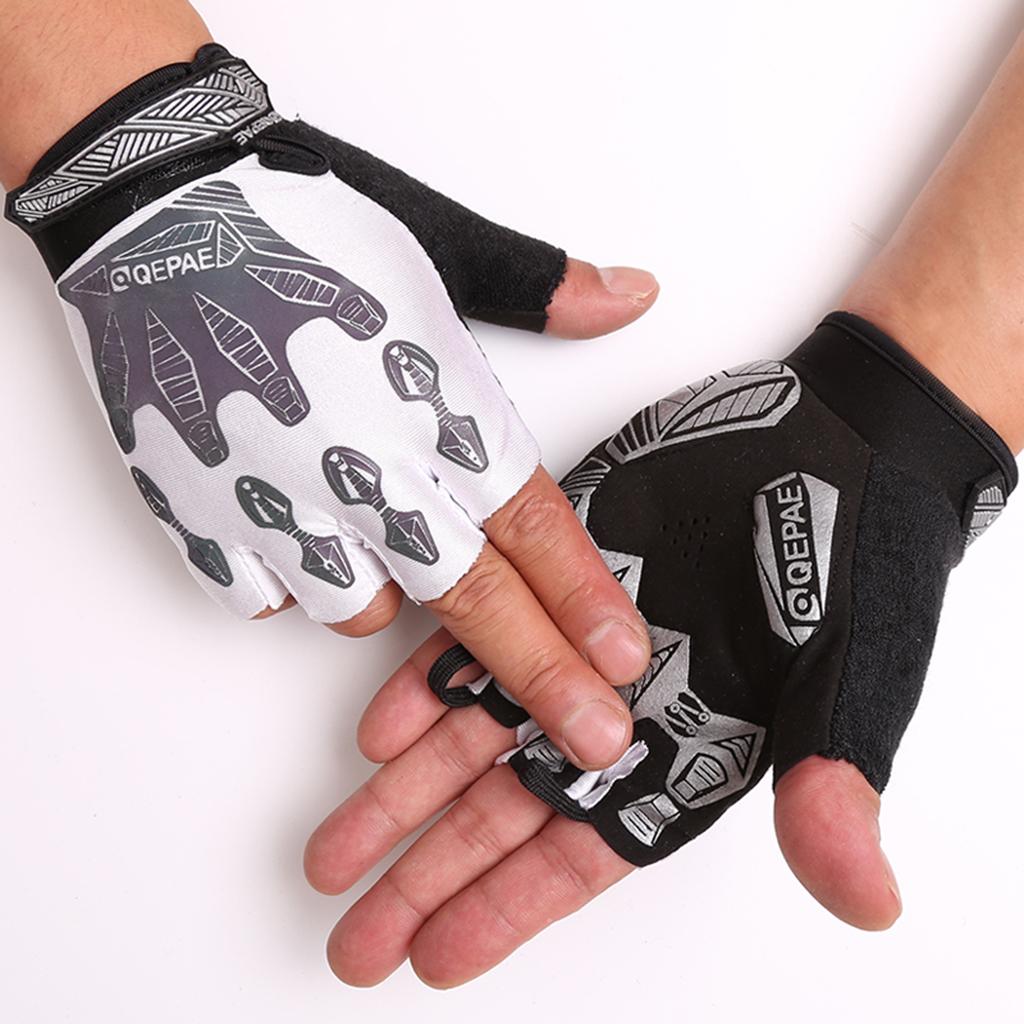 Cycling Gloves Half Finger Bicycle Damping Fingerless Sports White M