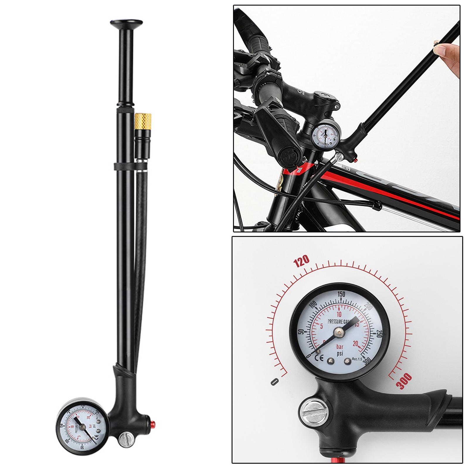 High-Pressure Shock Fork Pump (120 Psi) MTB Bike Bicycle Mini Pump w/ Gauge