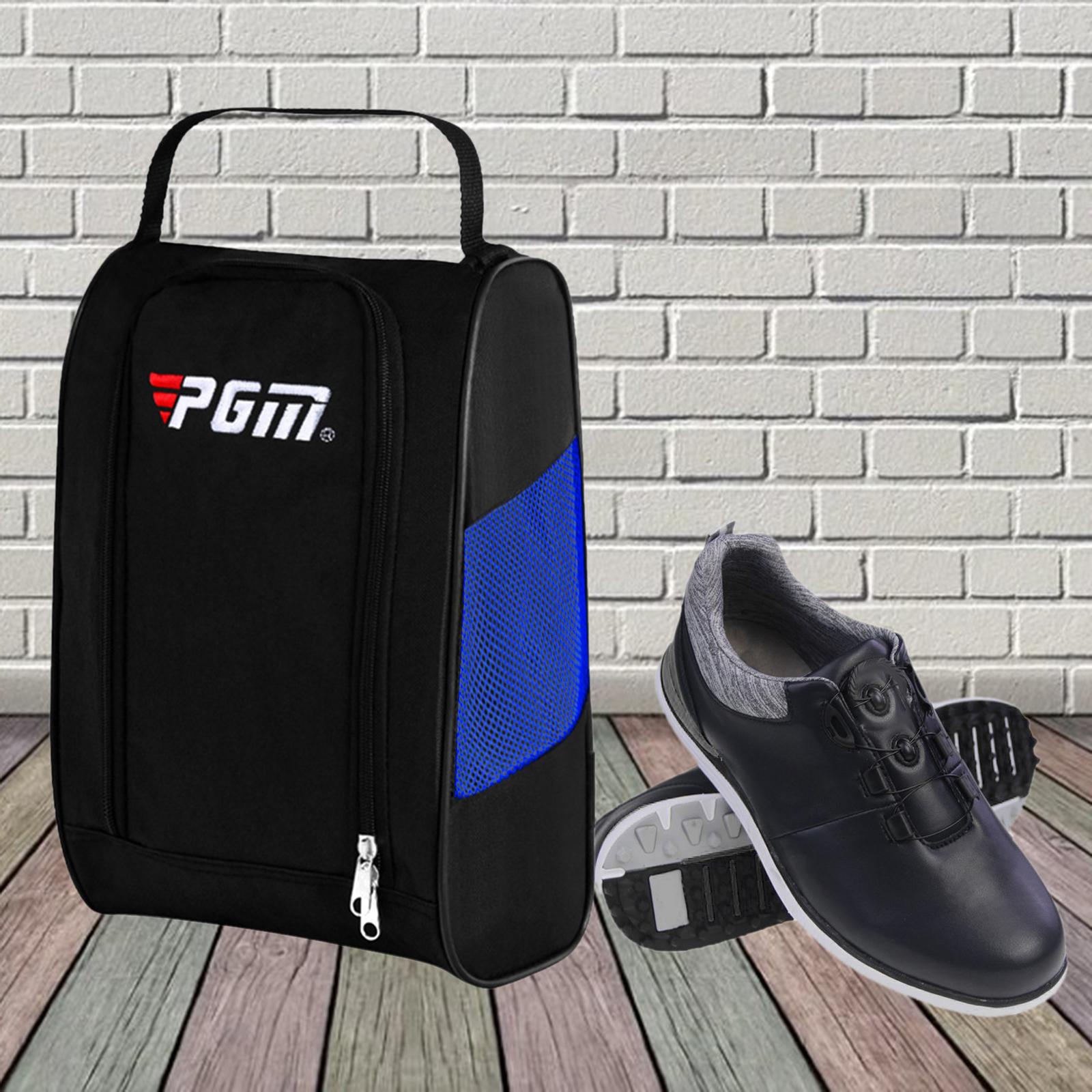 Golf Shoe Bag Zipper Sports Nylon Pouch Organizer Shoe Case Black Blue