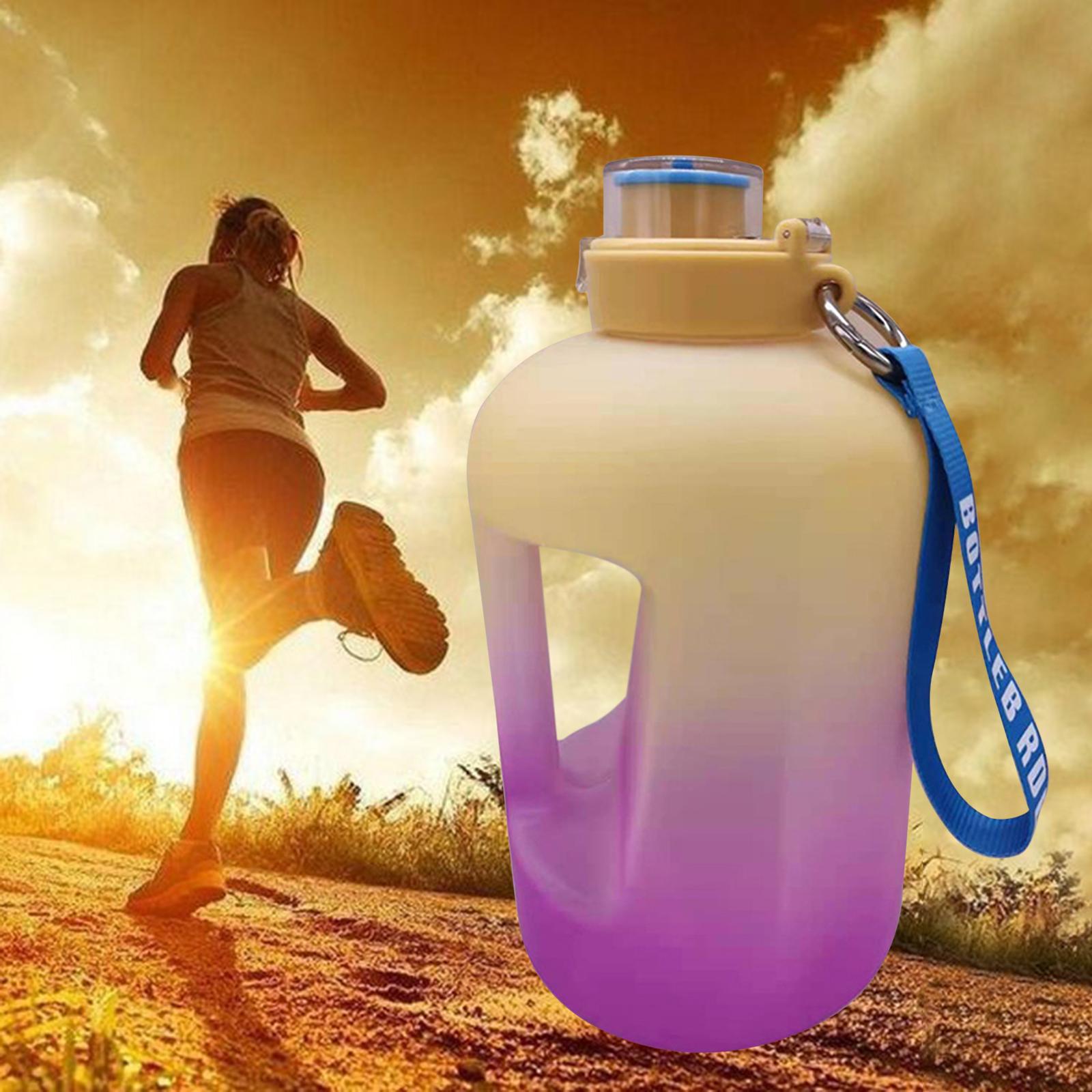 Plastic BPA Free Water Bottle Time Reminder Jug for Camping Outdoor Activity Yellow Purple