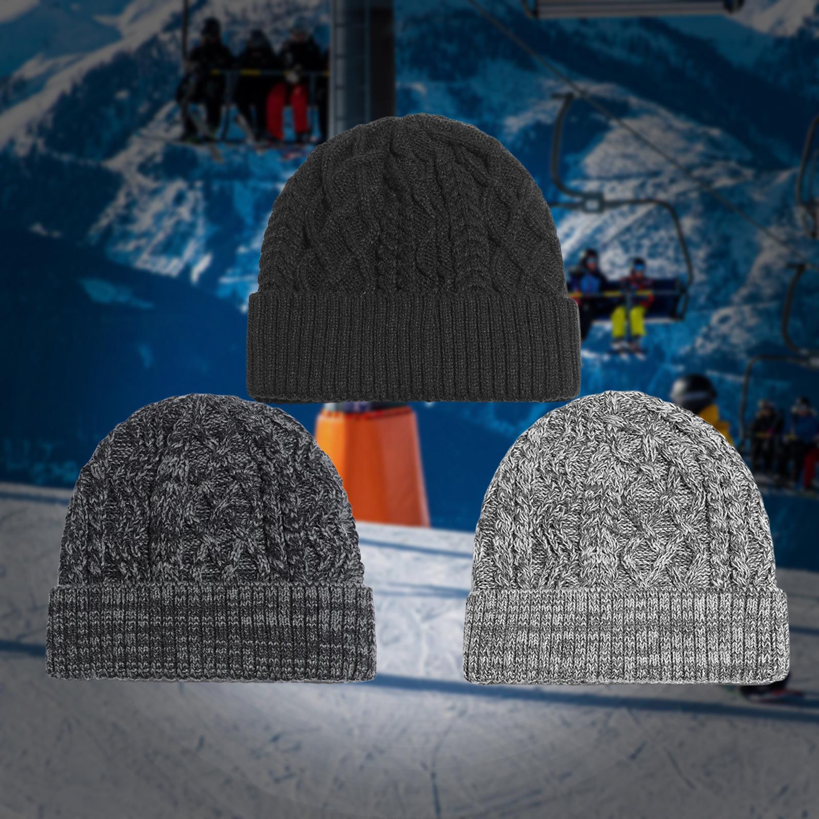 2Pcs Winter Hat Skiing Bonnet Outdoor Soft Warm Mens Knit Beanie