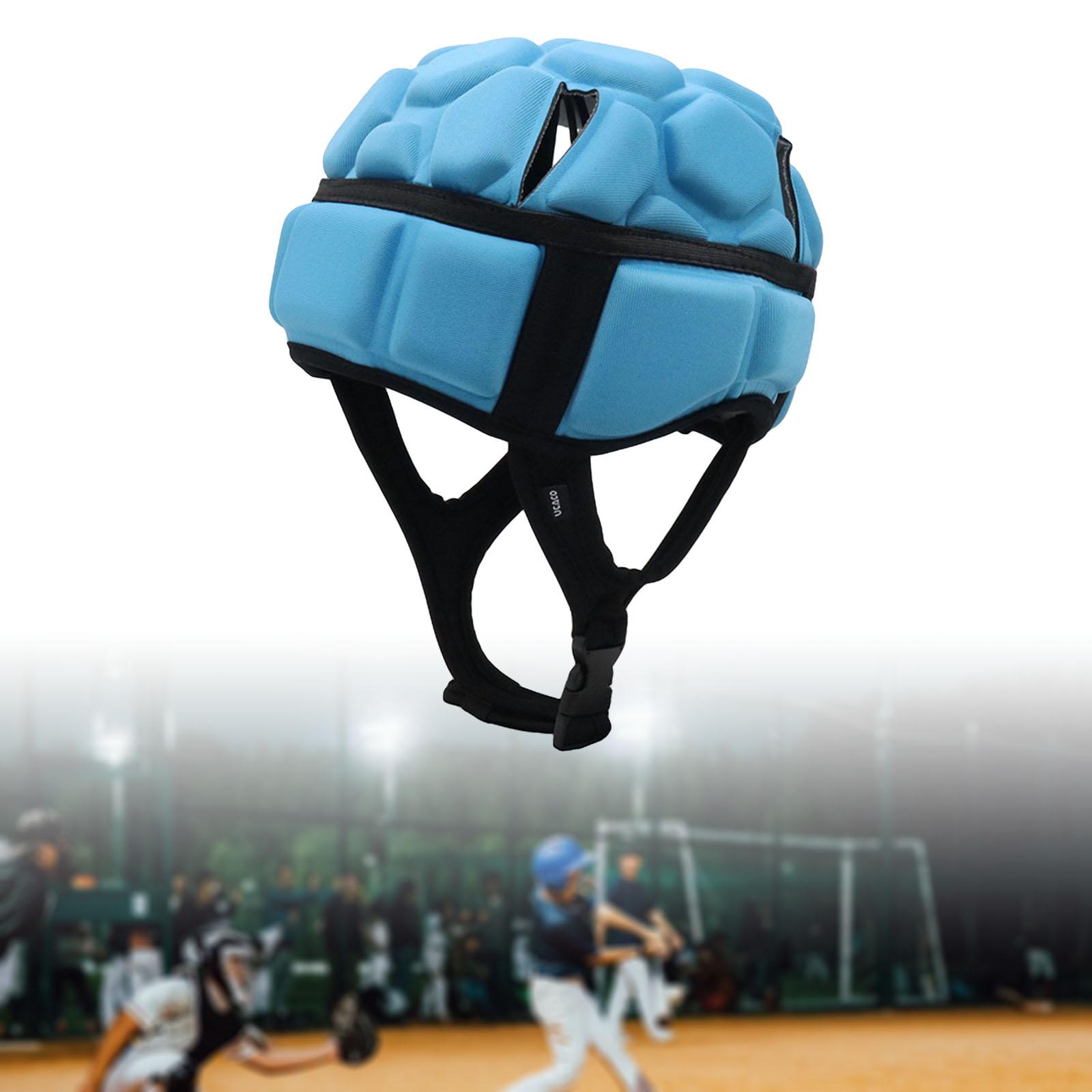 Adjustable Rugby Helmet Soccer Lightweight EVA Padded Shockproof Soft Blue M