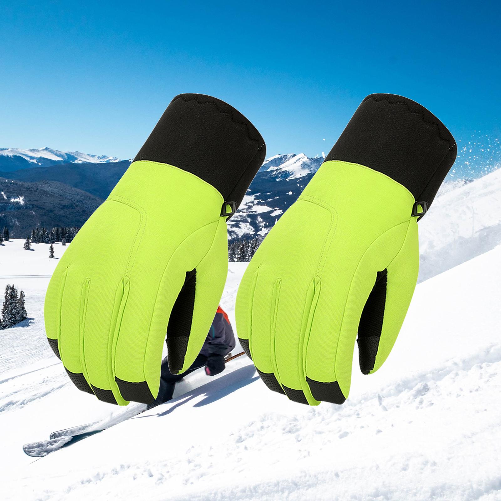 Ski Gloves Touchscreen Texting Typing Winter Warm Gloves for Outdoor Sport Green