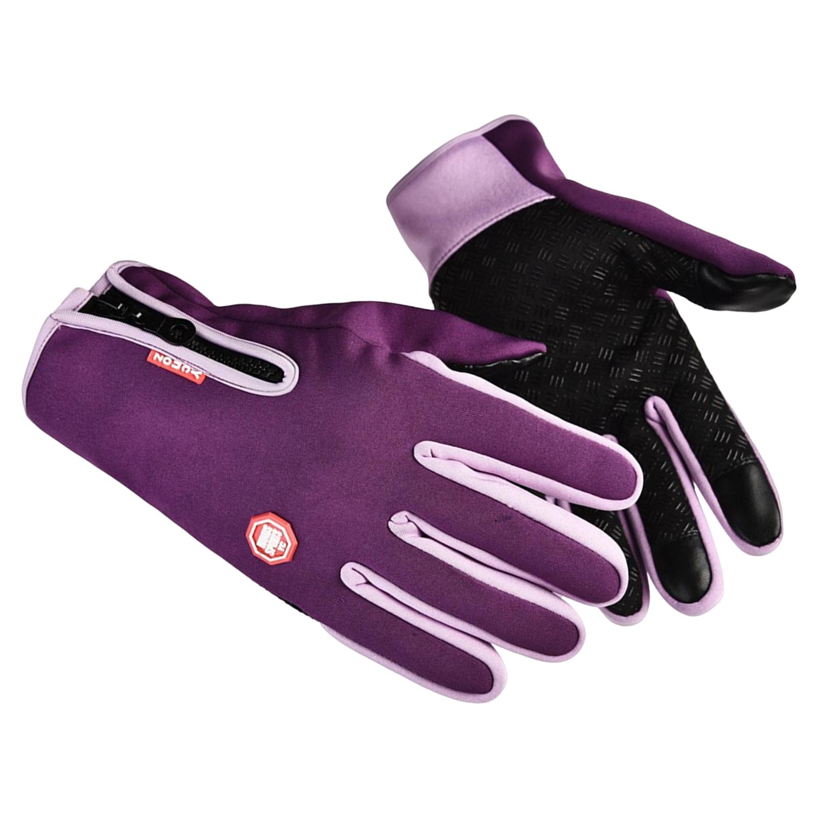 Winter Gloves Nonslip Thermal Gloves for Outdoor Running Sports Motorcycle M Purple