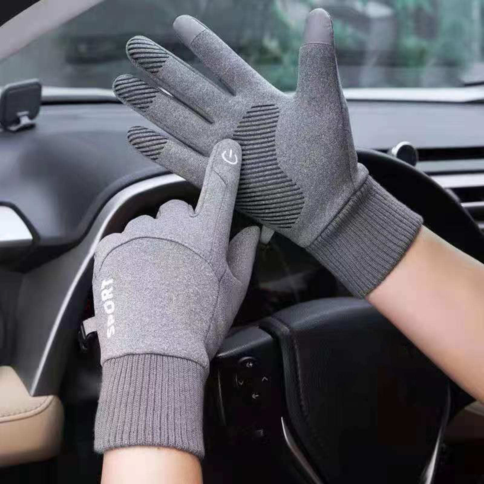 Thermal Gloves Commuting Winter Gloves for Driving Outdoor Sports Riding Light Gray Medium
