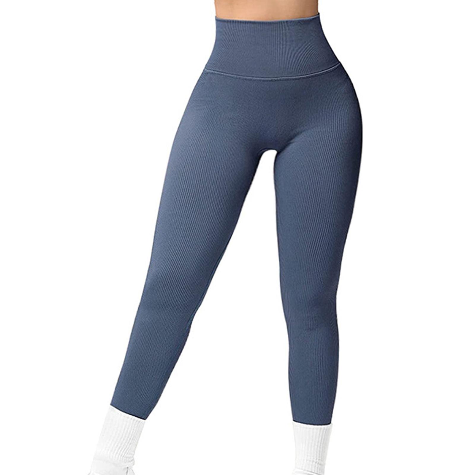 Womens Yoga Pants High Waist Leggings Stretch for Running Exercise Workout Blue Gray S