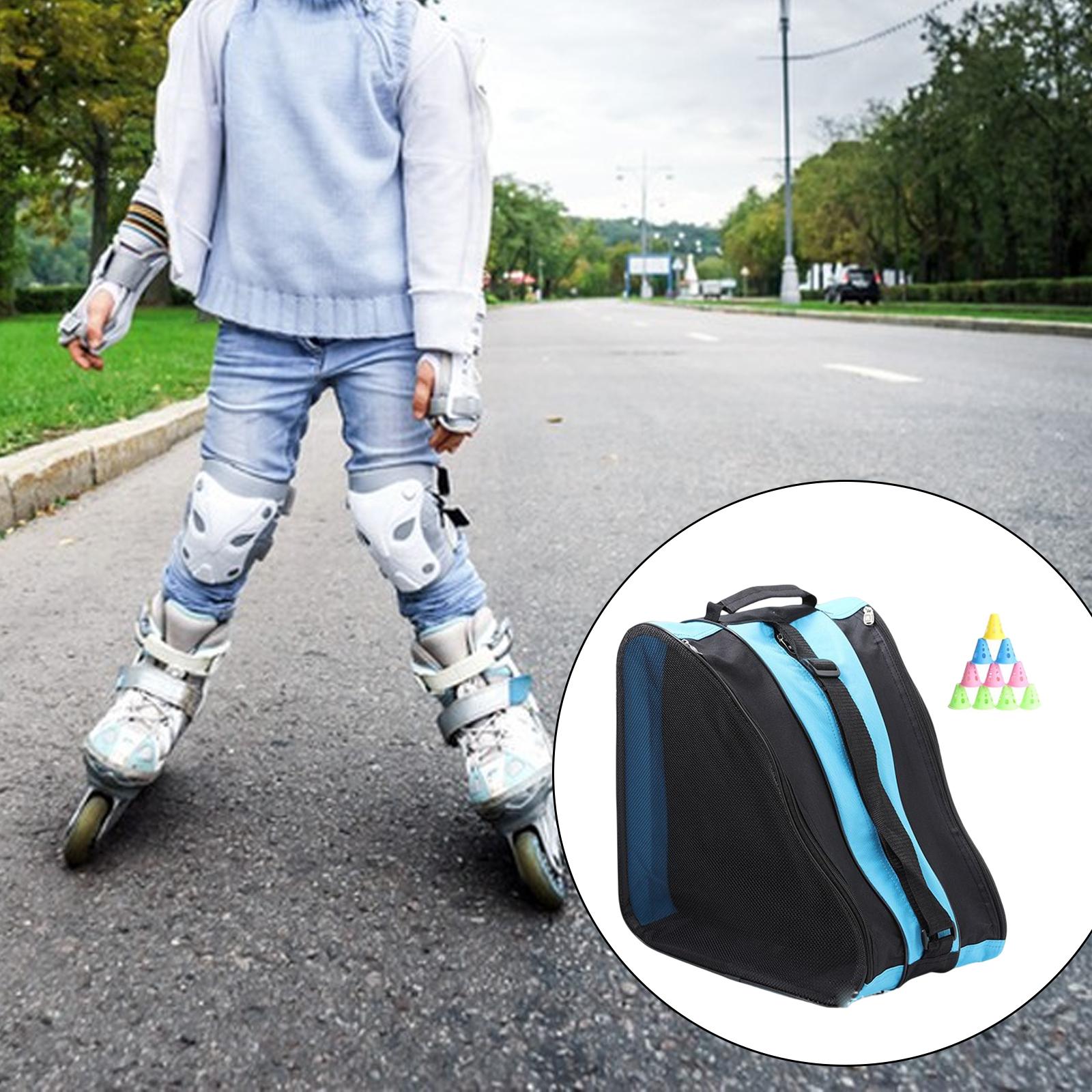 Ice Skates Bag 3 Layer Breathable Girls Boys Carry Handle and Shoulder Strap Blue