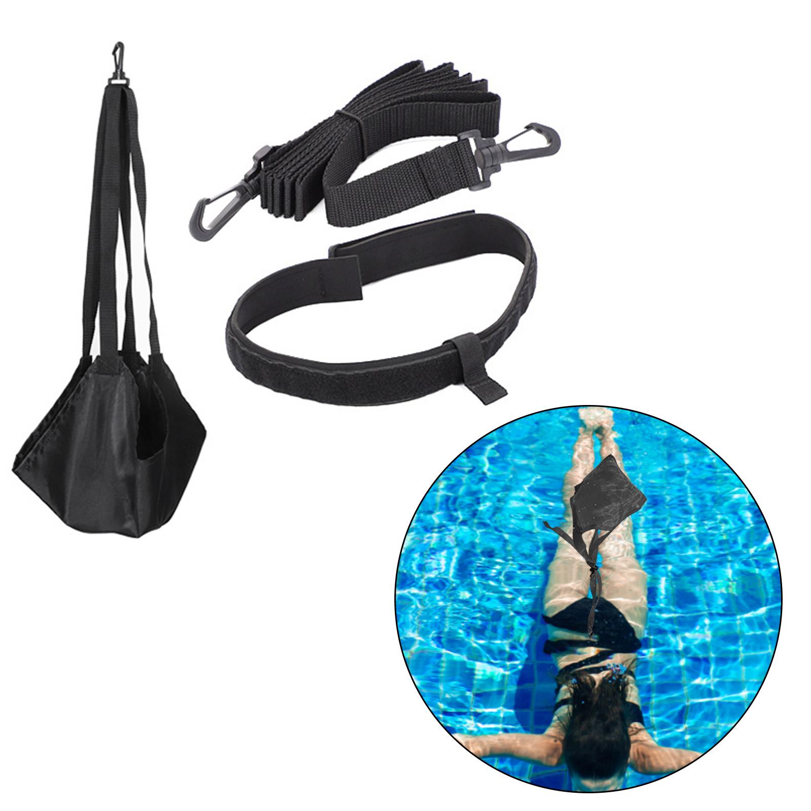 Swim Parachute Agility Training Equipment Swimming Resistance Belt with Drag 20cm Black