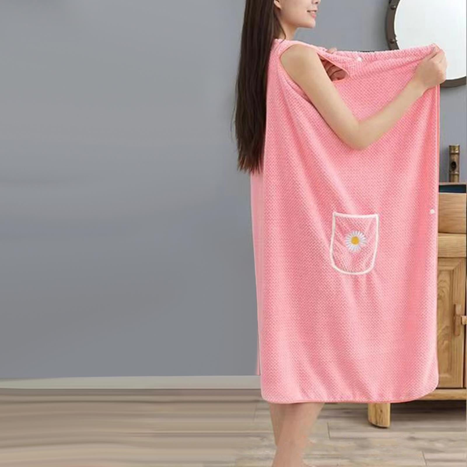 Bath Body Wrap Towel Fast Drying Lightweight Wearable Bath Towel for Spa 100cmx145cm Pink