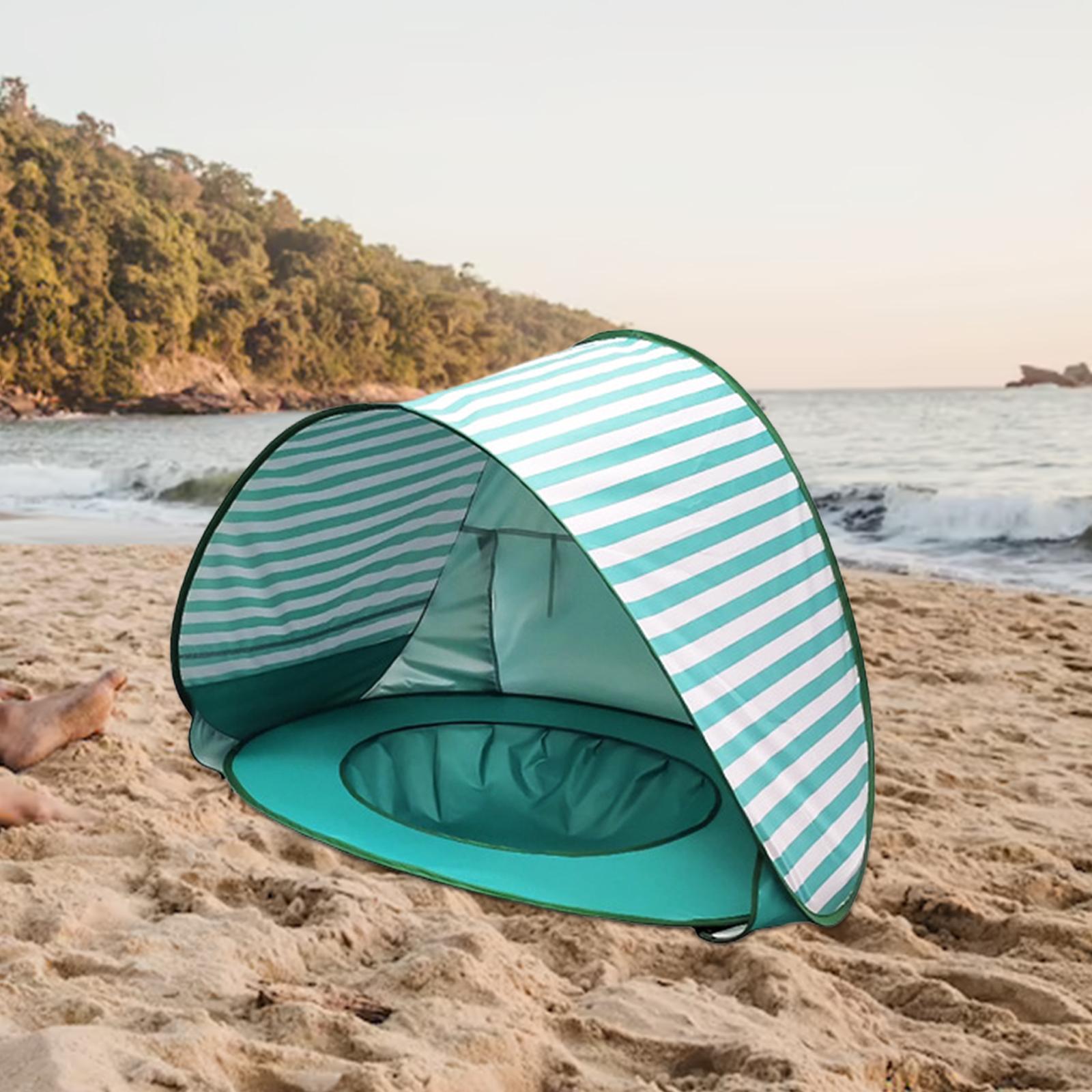 Beach Tent with Baby Pool Shade for Picnic Summer green stripe