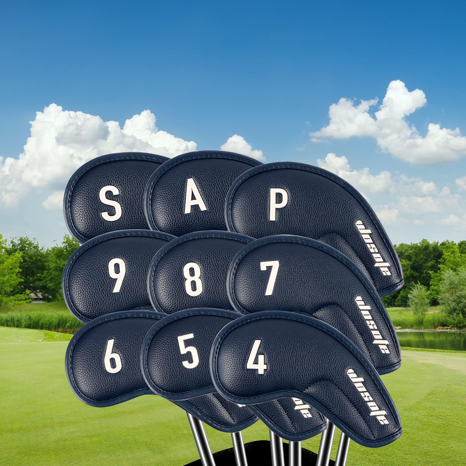 9x Golf Iron Head Covers Set Long Neck Golf Club Head Cover Golf Accessories Blue 