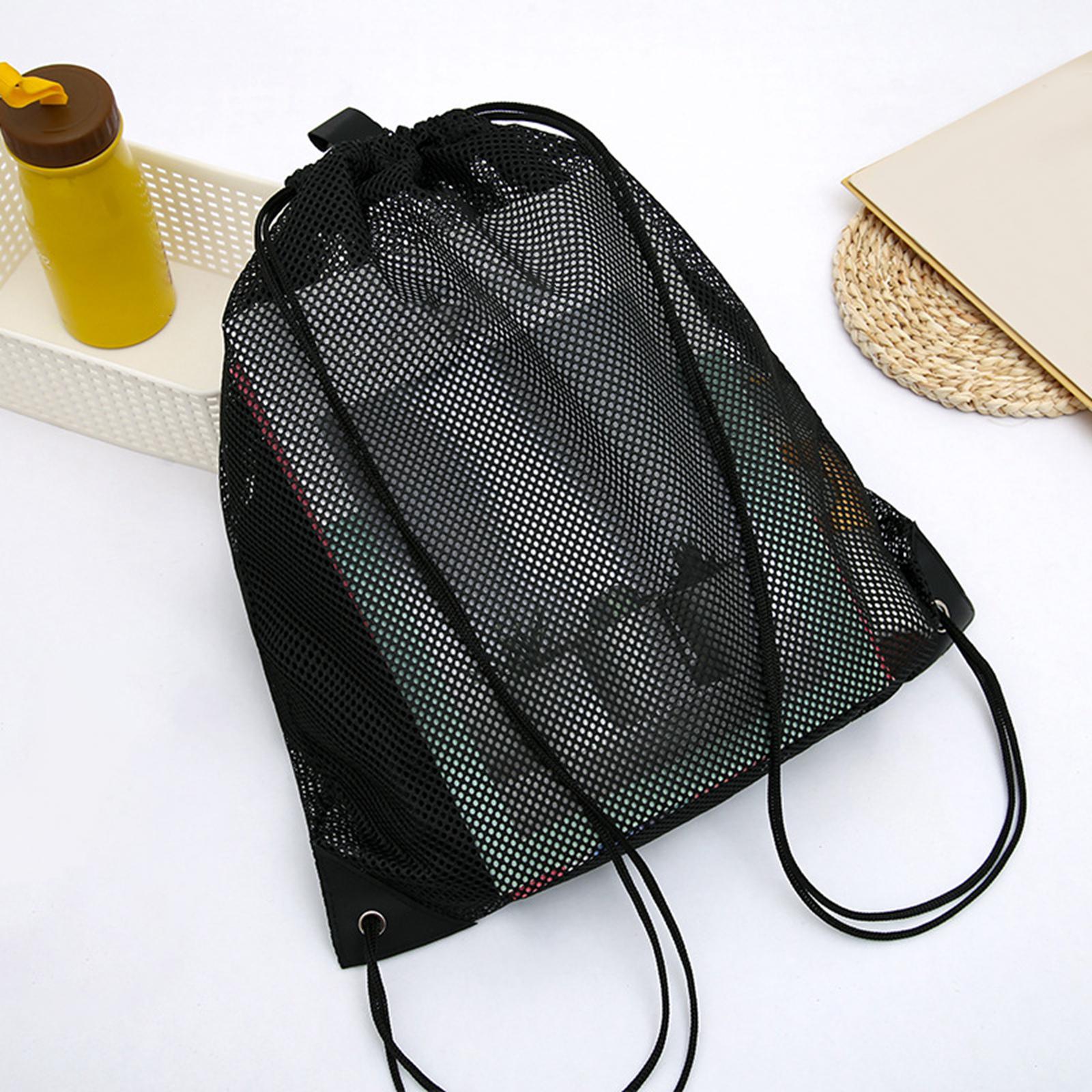 Mesh Drawstring Backpack Durable Mesh Bag Rucksack for Yoga Swimming Camping 40cmx45cm