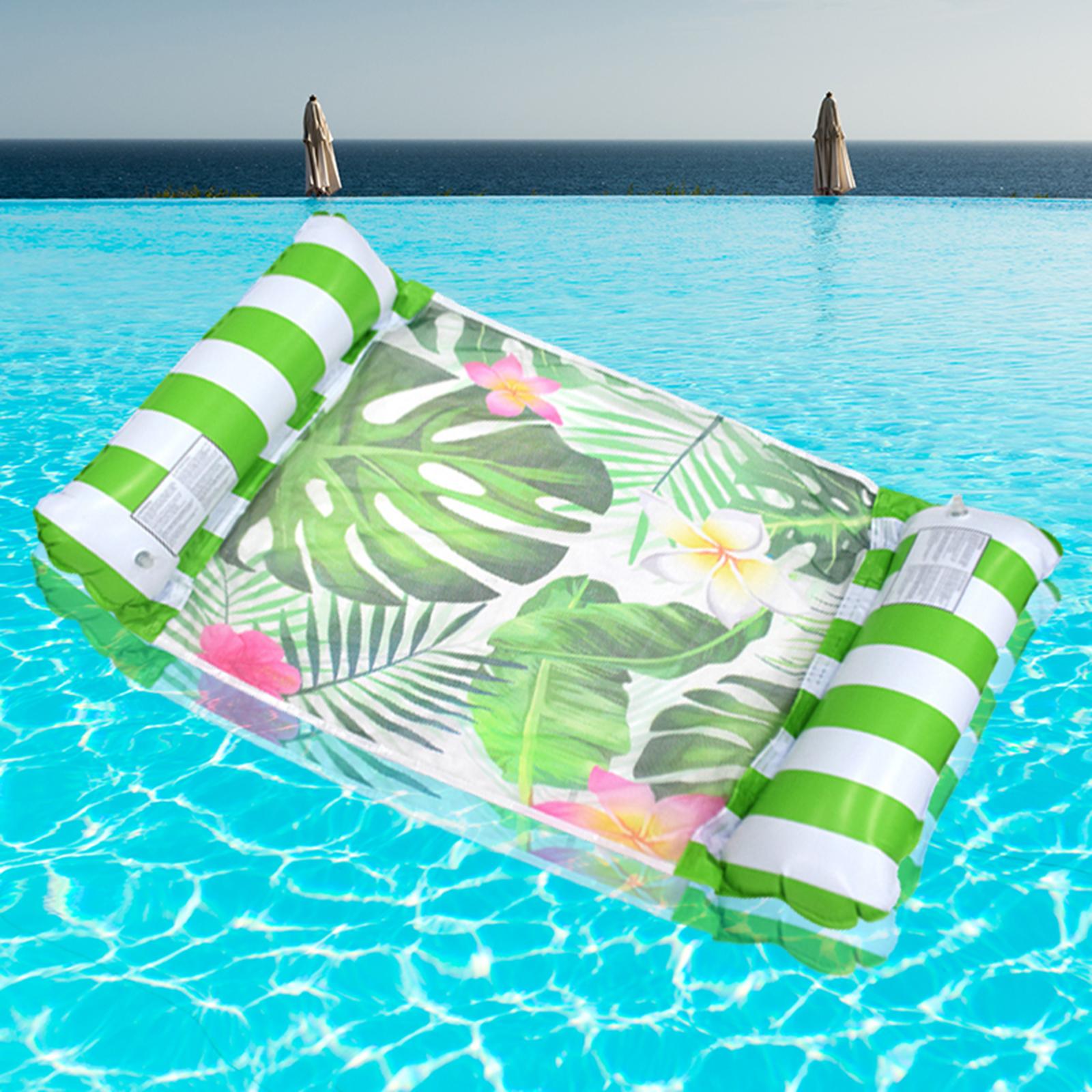 Inflatable Hammock Water Water Toy Travel Drifting Water Hammock Green Leaf