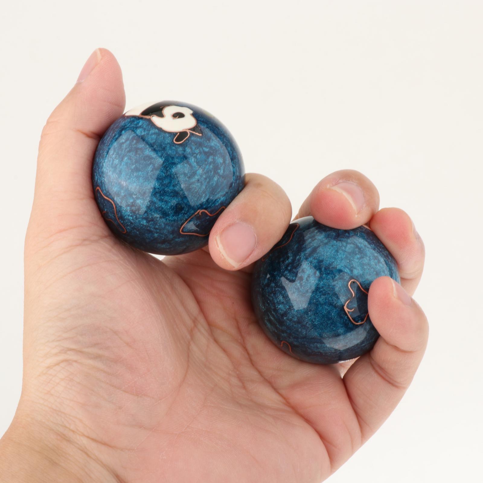 2 Pieces Massage Balls with Storage Box Baoding Balls for Middle Aged People Panda Blue
