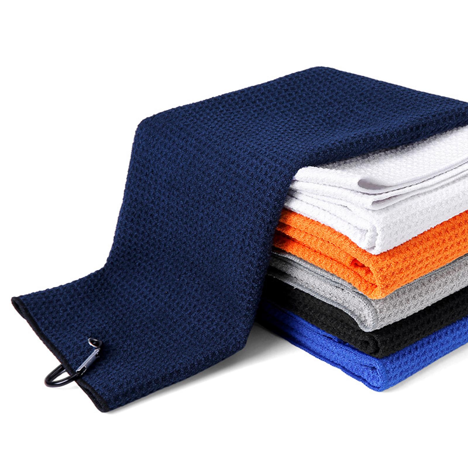 Golf Towel Lightweight with Carabiner Waffle Pattern Golf Towel for Golf Bag Black