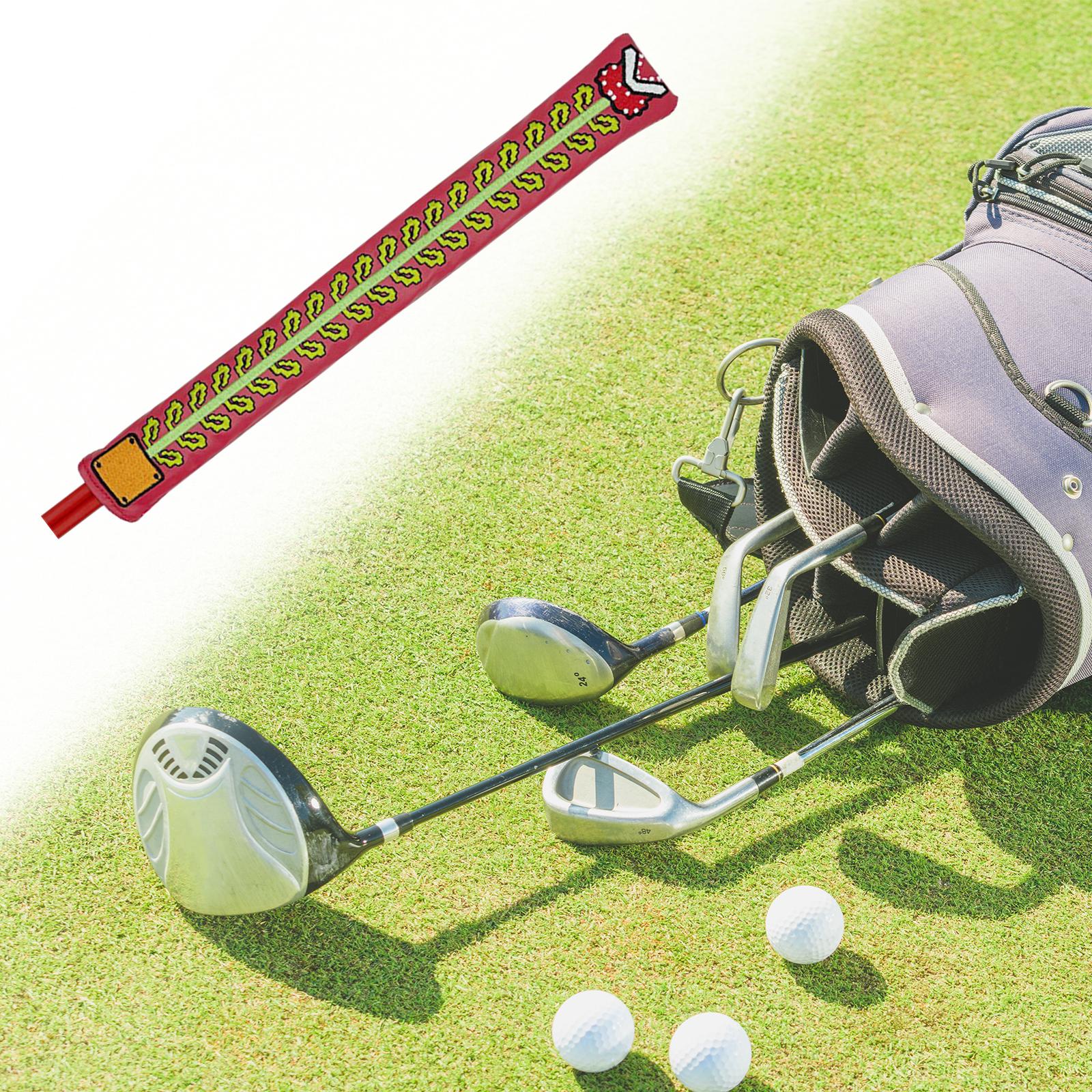 Golf Alignment Stick Cover Double Sided Embroidered Premium Protective Cover Red