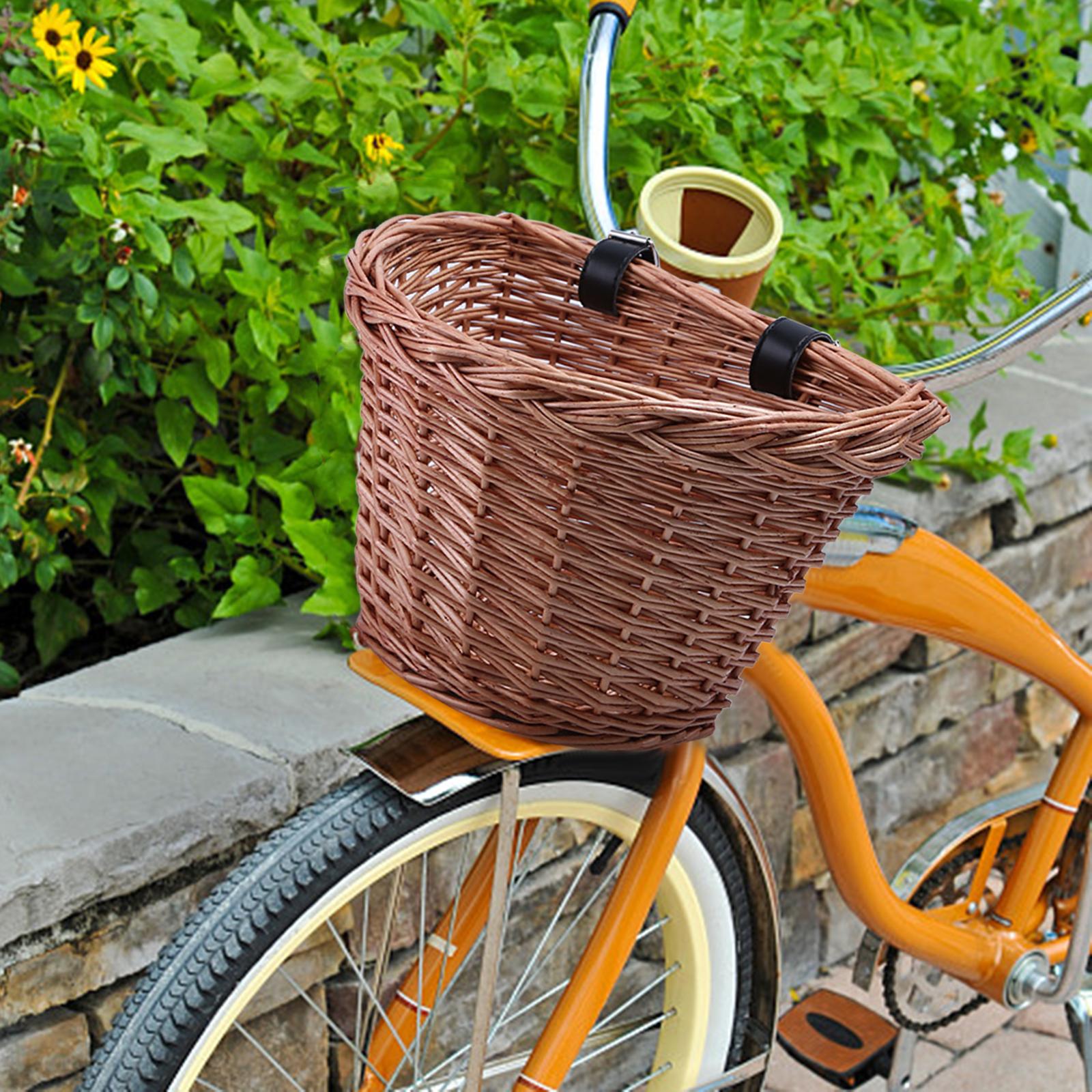 Bicycle Handlebar Basket Commuting Waterproof Bike Wicker Basket Front Cargo 23cmx18cmx15cm