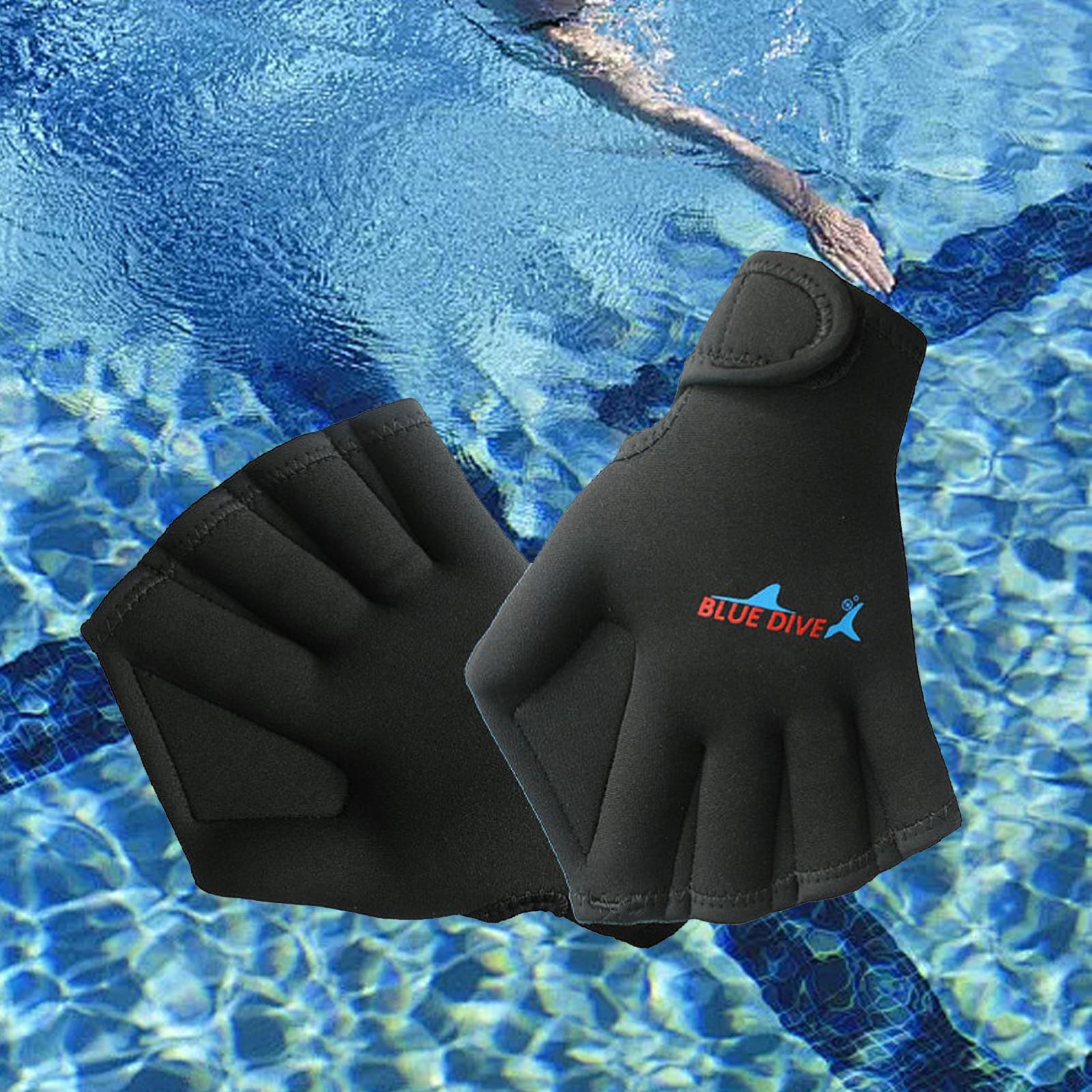 Swimming Gloves Webbed Swim Gloves for Water Aerobics Aquatic Fitness Adults Black