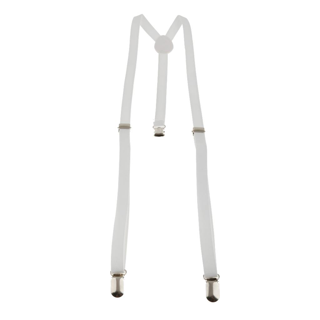 Unisex Adult Adjustable Stretch Y-back Suspender Clip-on Braces White