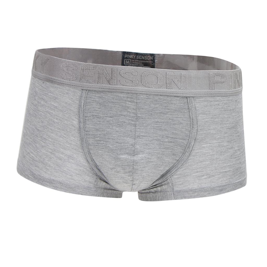 Men Breathable Low Rise Comfy Pouch Boxer Briefs Seamless Underwear Grey M