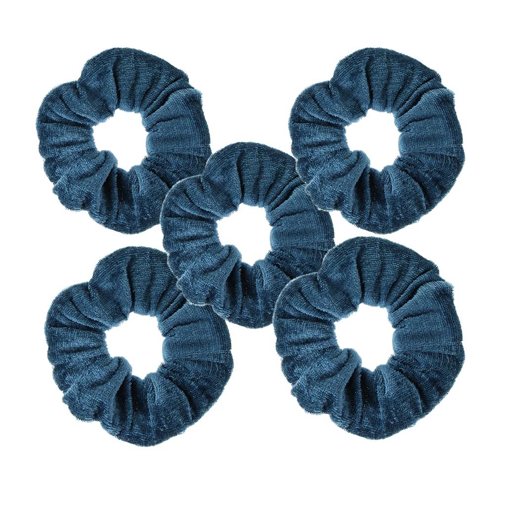 5 Pieces Velvet Hair Scrunchies Elastic Hair Band Soft Bobble Hair Ties  Blue