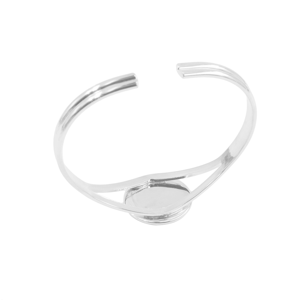 2 Pcs Bangle Cuff Bracelet Blanks 20mm Round Bezel Tray Cabochon Settings eBay