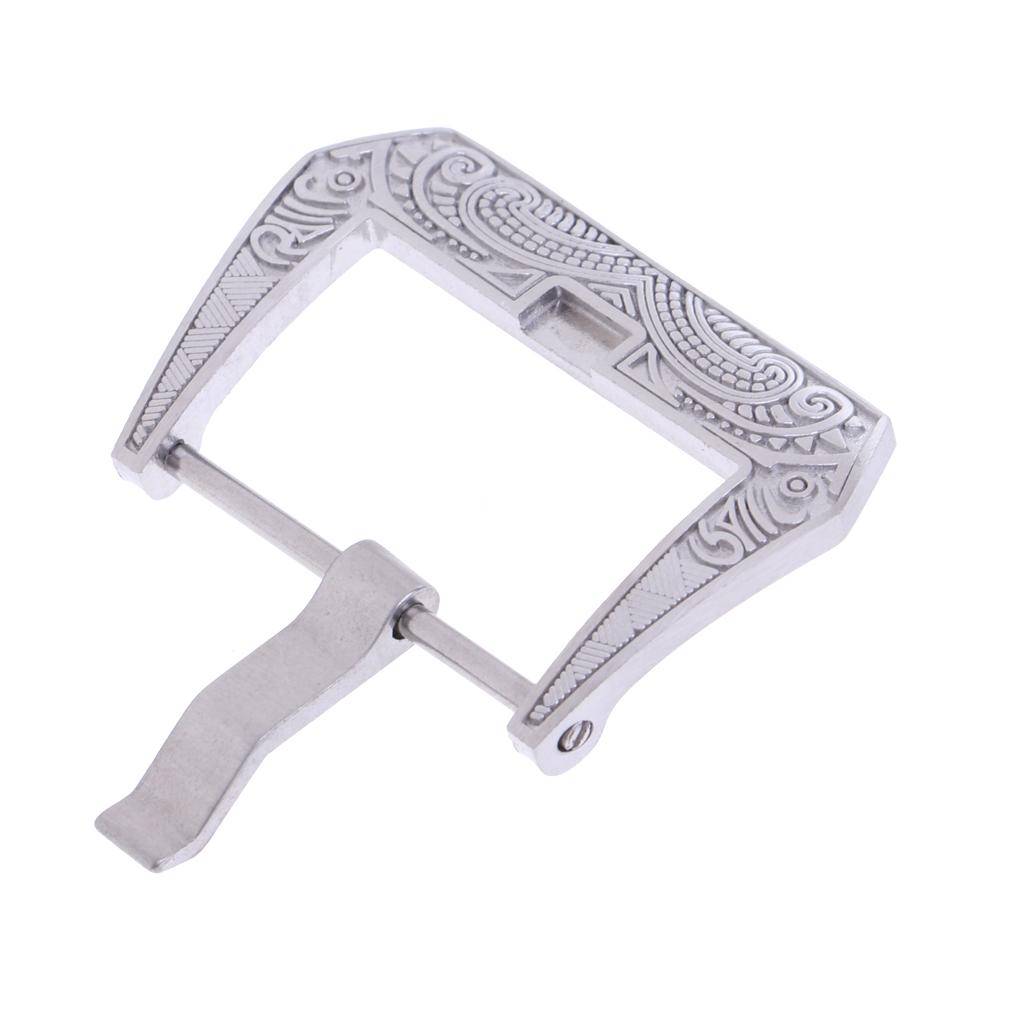 2pcs Stainless Steel Flower Carving Screw-in Buckle Watch Band Strap Clasps