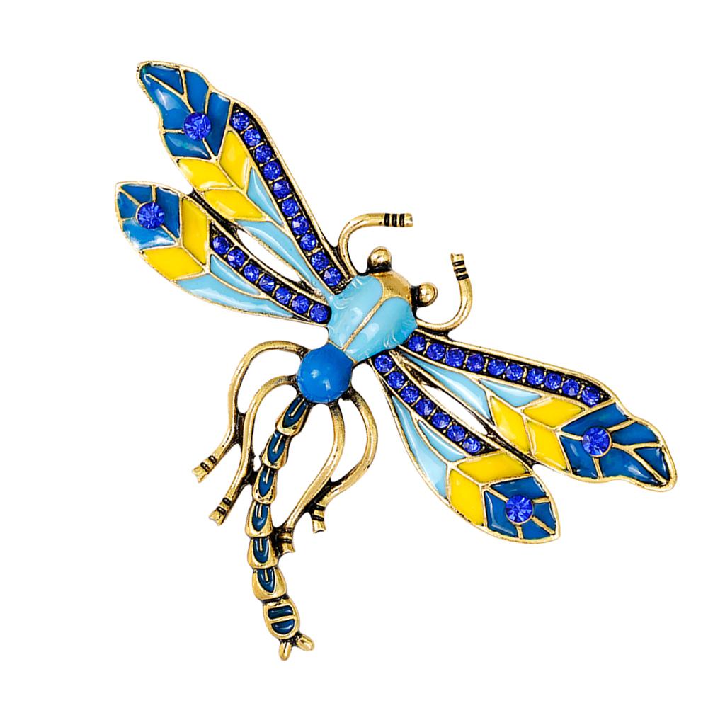 Charm Women Crystal Dragonfly Insect Brooch Pin Enamel Brooch Jewelry  Blue