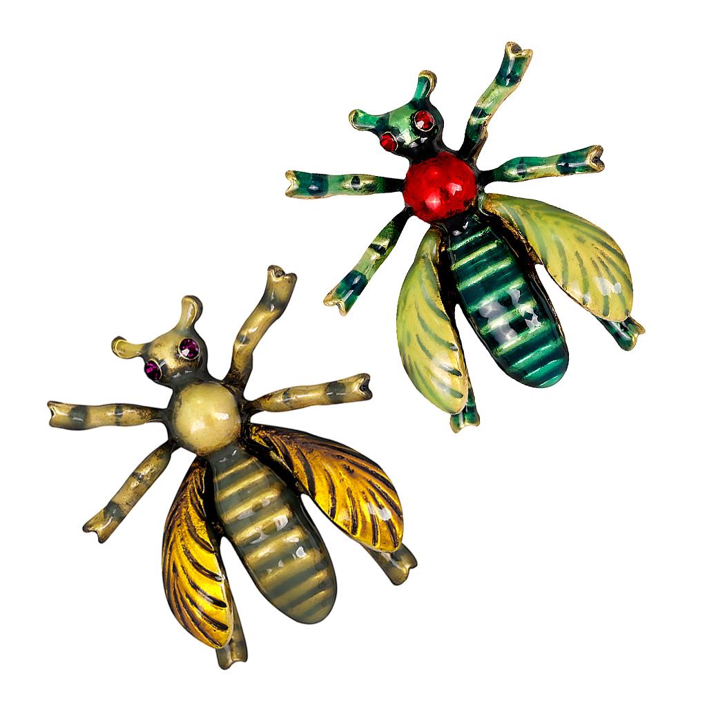 Chic Enamel Rhinestone Bee Shaped Insect Brooch Pins Costume Jewelry Yellow