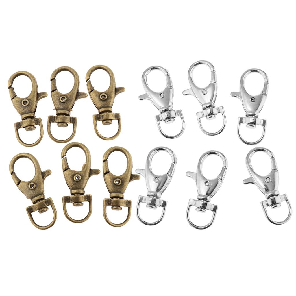 60Pcs Metal Swivel Clasps Lanyard Snap Hook Lobster Claw Clasp silvery