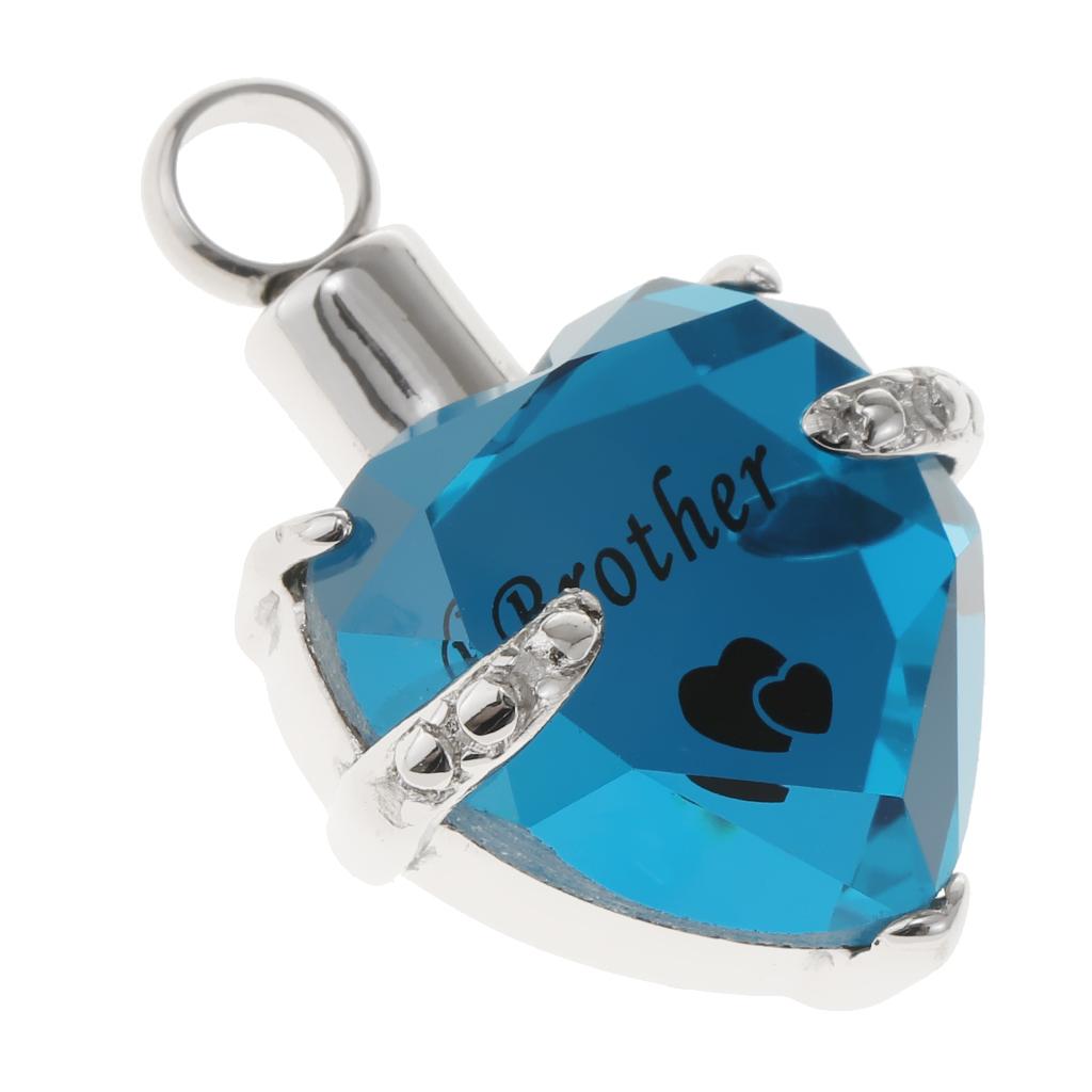 Love Heart Blue Crystal Urn Memorial Ash Keepsake Cremation Pendant brother