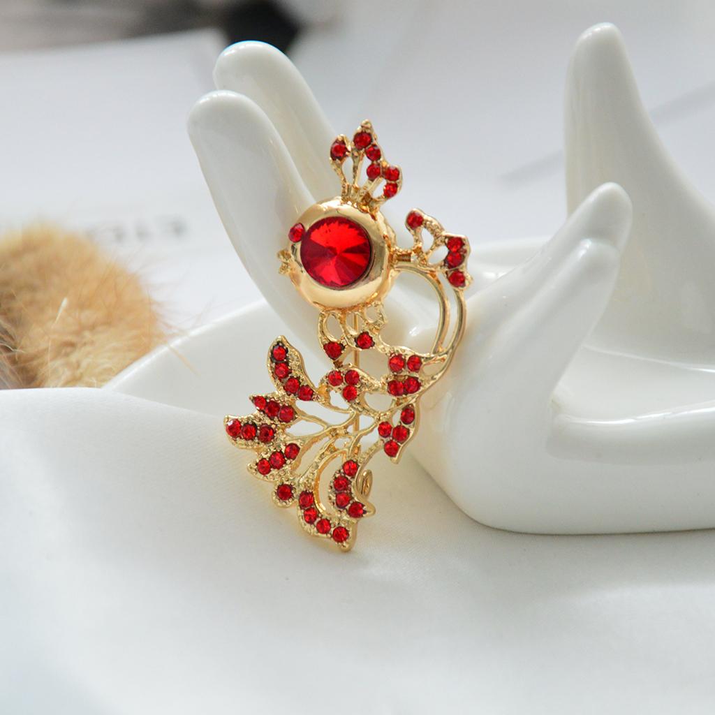 Red Rhinestone Gold Zinc Alloy Goldfish Animal Brooch Collar Pin Jewelry