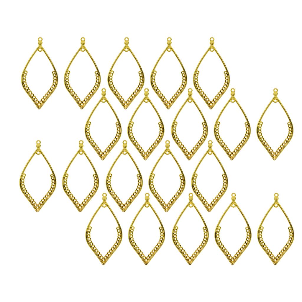 20Pcs Tibetan Silver Earring Leaf Drop Frame Charms Pendants DIY  Golden
