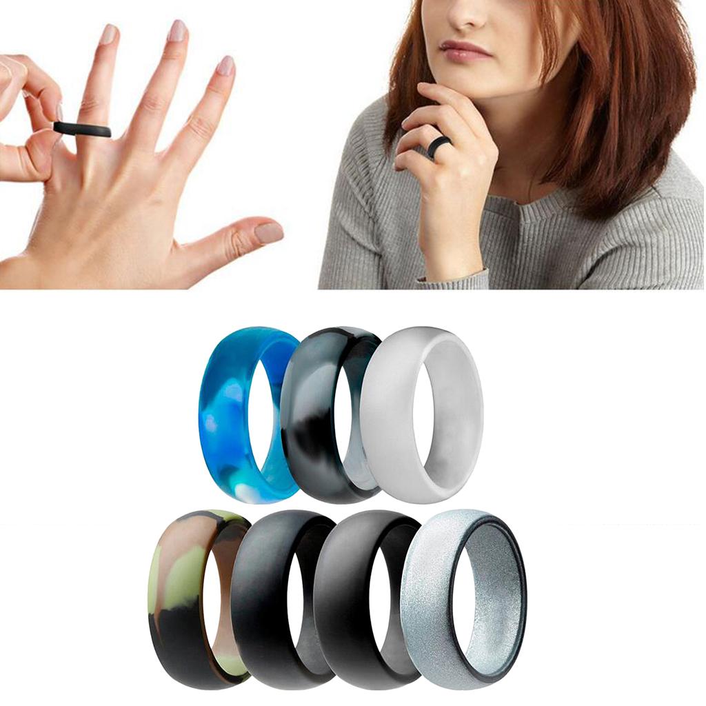 7Pcs Premium Silicone Rubber Wedding Party Rings Mens Jewelry 8