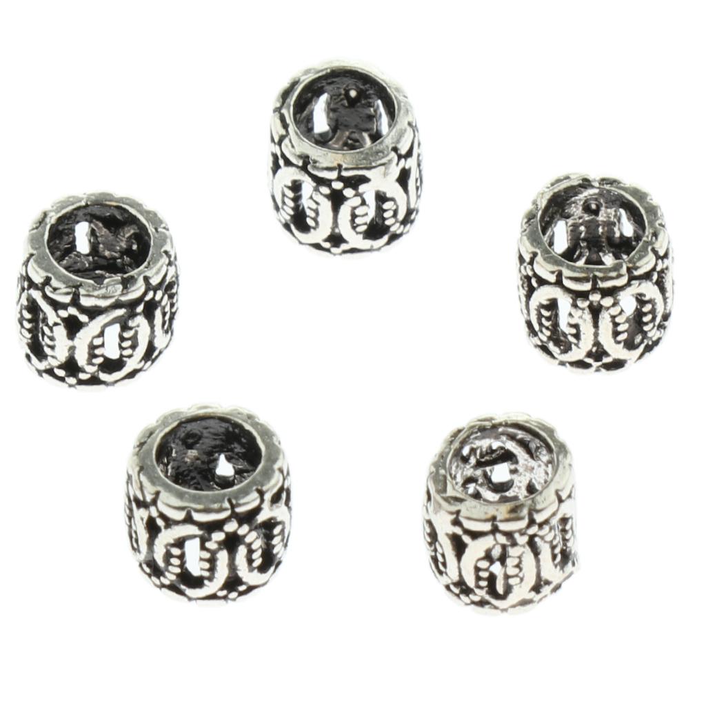 5 Pieces Silver Loose Spacer Beads for Jewelry Making Bracelet Black