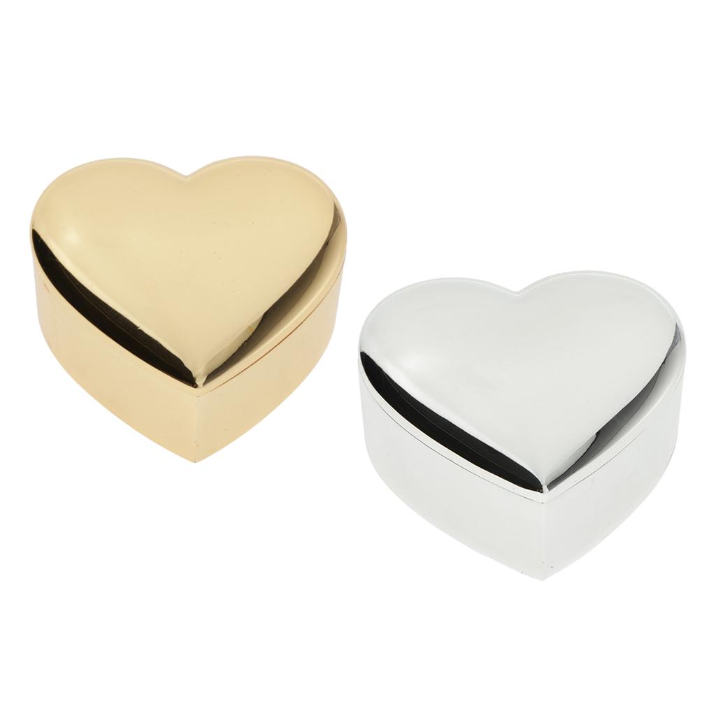 Novelty Heart Gift Box Lovers Ring Box Earrings Trinket Jewelry Box Gold