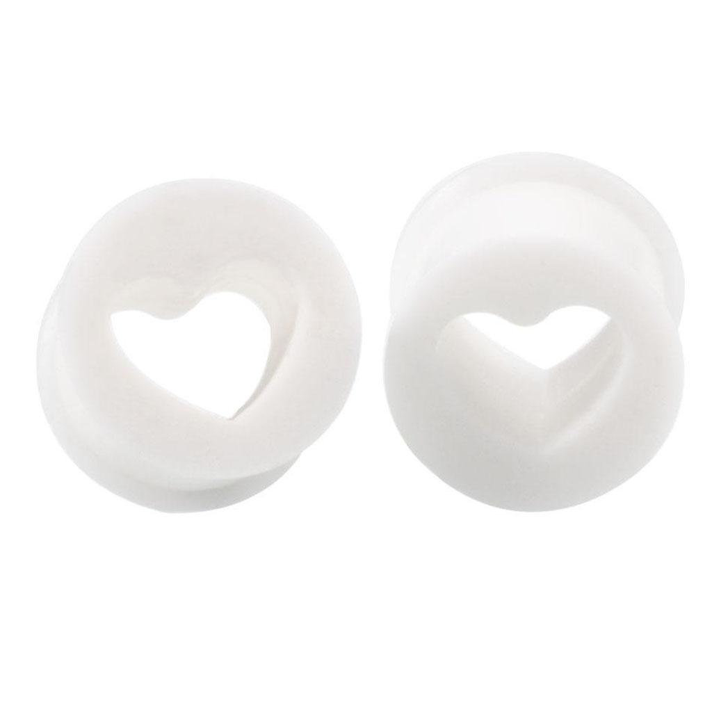 2Pcs Silicone Ear Gauges Double Flared Tunnels Stretchers  8mm White