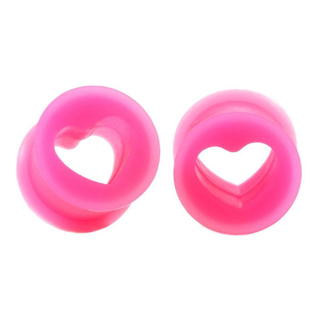 2Pcs Silicone Ear Gauges Double Flared Tunnels Stretchers  10mm Pink