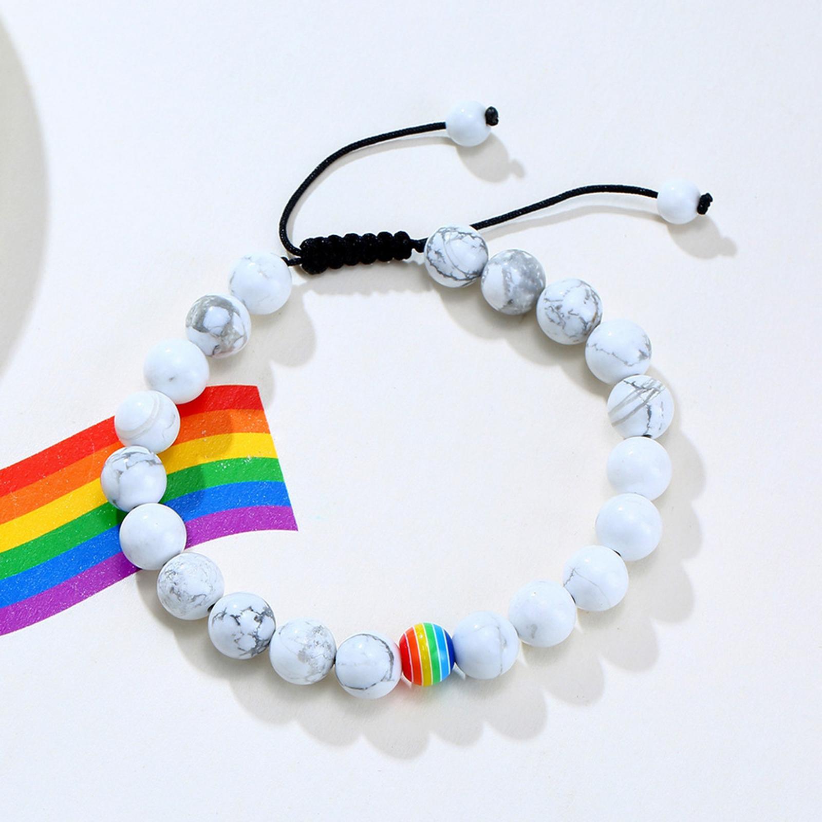 LGBT Pride Pride Peace Stone Bracelet Couple Jewelry Gift White Turquoise